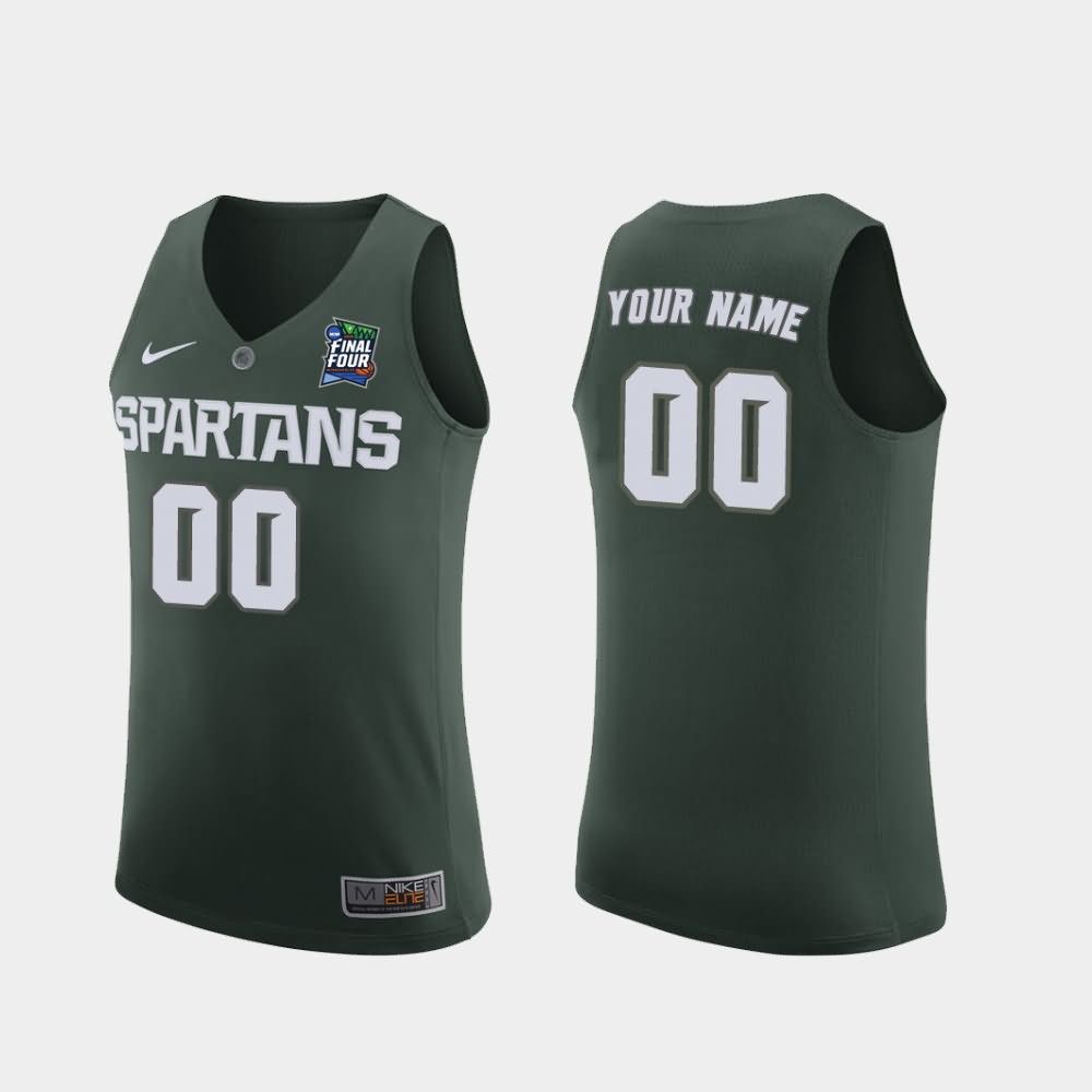 Men's Michigan State Spartans #00 Custom NCAA Nike Authentic Green 2019 Final-Four College Stitched Basketball Jersey IQ41V27JY